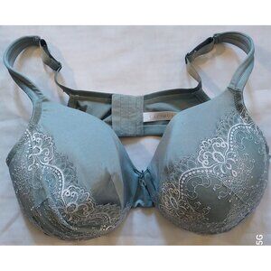 Cacique 46DD Lace Overlay Lightly Lined Underwire Bra Sage Green Adjustable Stra